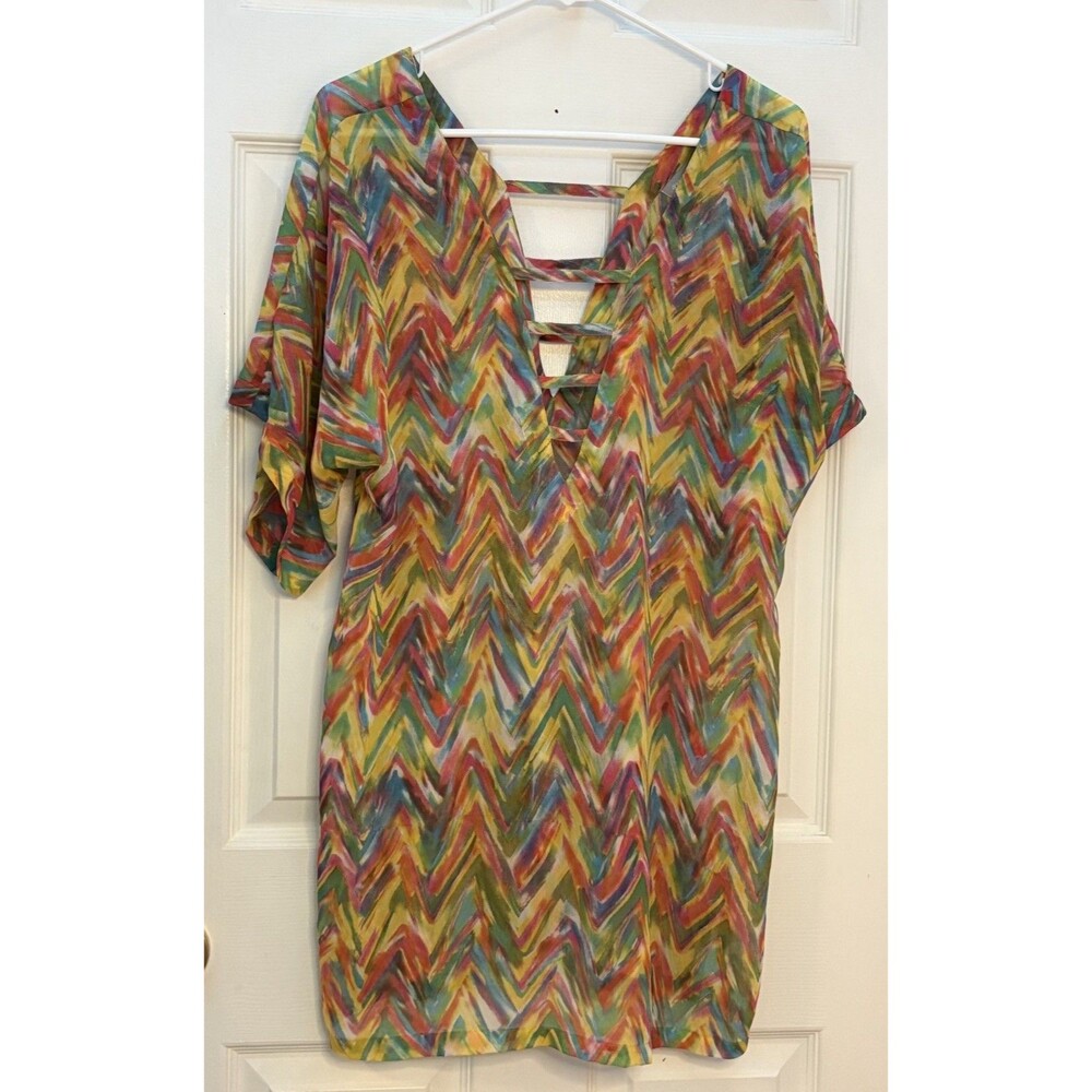 Peppermint Bay Colorful Bathing Swim Suit Cover Coverup Size Small